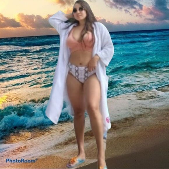 High Waist Snakeskin Print 2 Piece Lace up Bikini - Picture 2 of 5